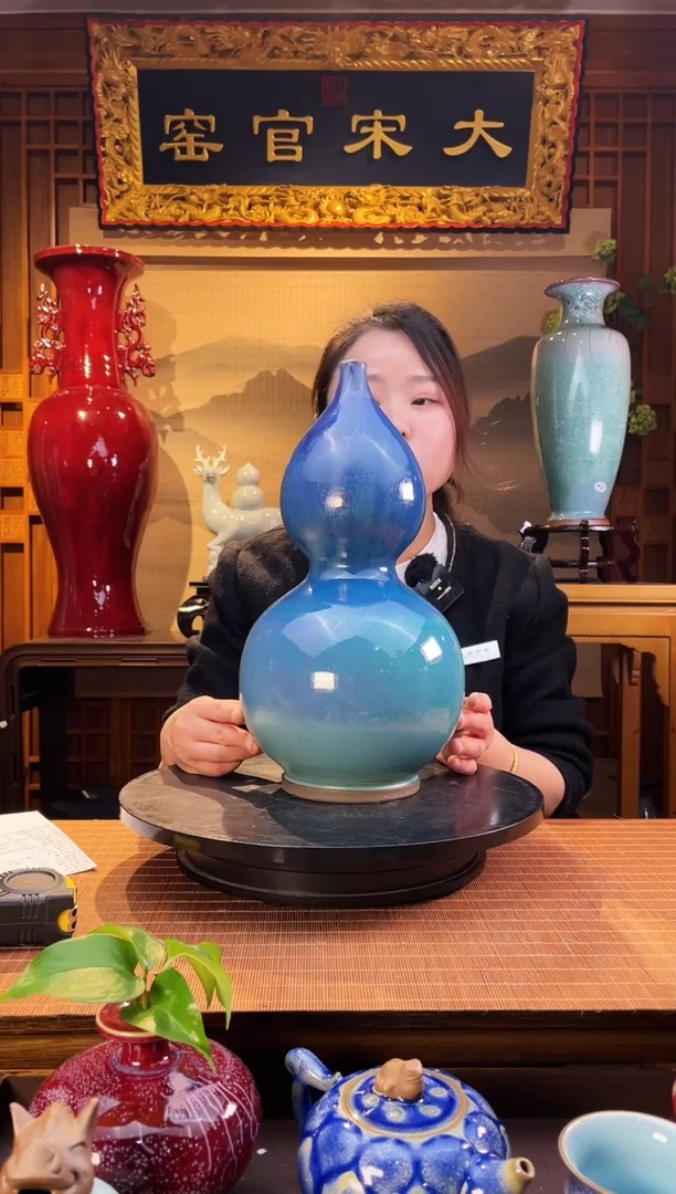 摆件大宋官窑【柴烧手拉葫芦】古法收藏工艺
