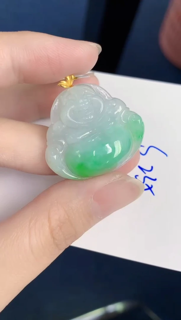 颈饰18K金镶嵌翡翠天然翡翠缅甸A货