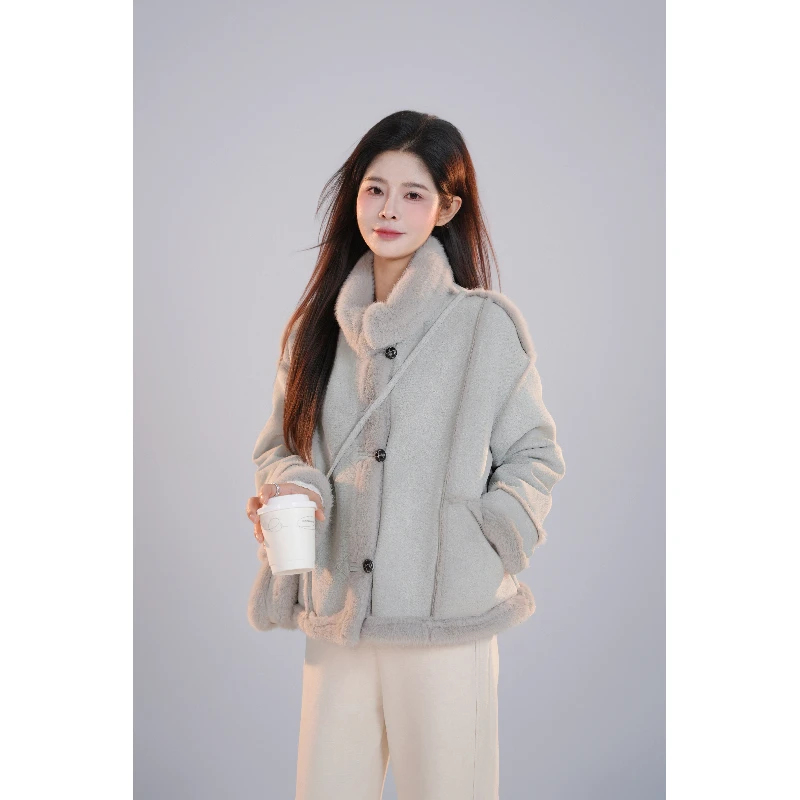 宿慕SUMU 女款加绒外套11-11冬季2024新款时尚休闲百搭外套A1605V
