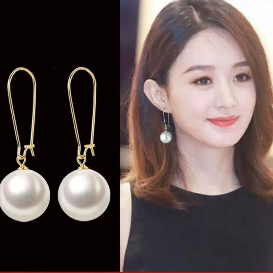 铜合金耳饰 EH113大灯泡高定贝珠气质大版长款简约个性时尚耳环