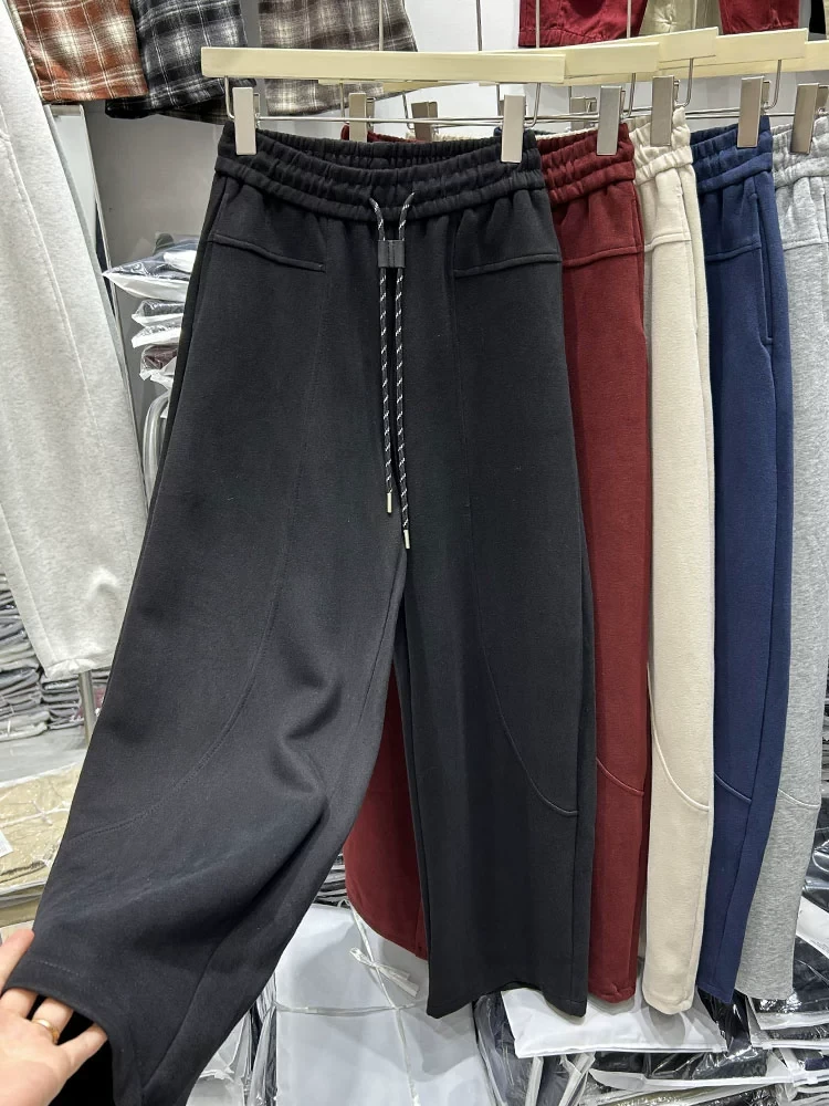 862款裤长100-垂感阔腿裤男女运动休闲直筒长裤