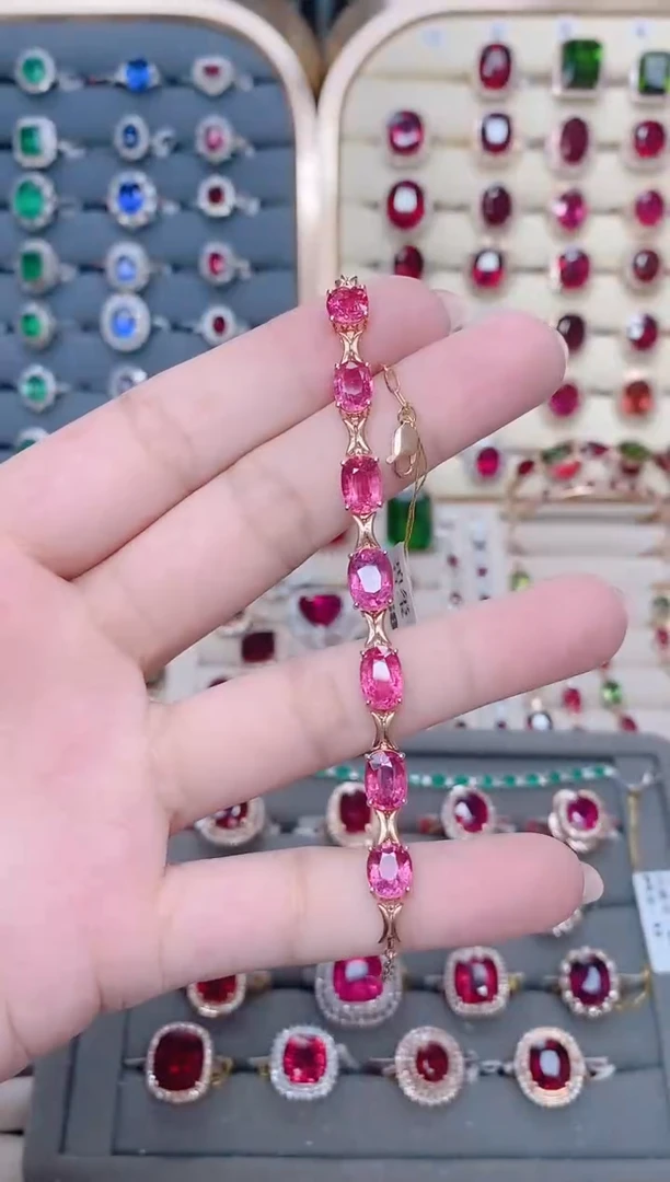 18K金镶嵌碧玺手链碧玺10.6CT