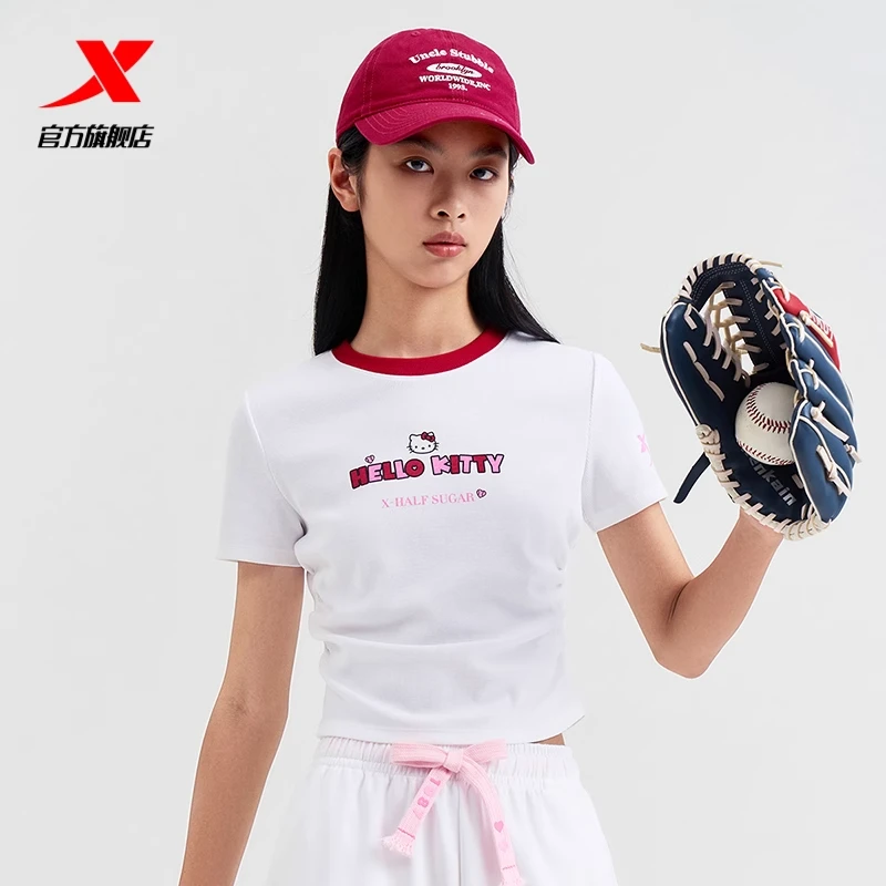 特步短袖女休闲透气运动T恤夏季新款女子时尚百搭修身半袖