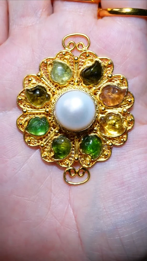 吊坠(不含链)合金碧玺曼*碧玺背云