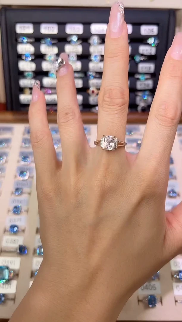 绿柱石（摩根石）戒指银S925镶嵌0000