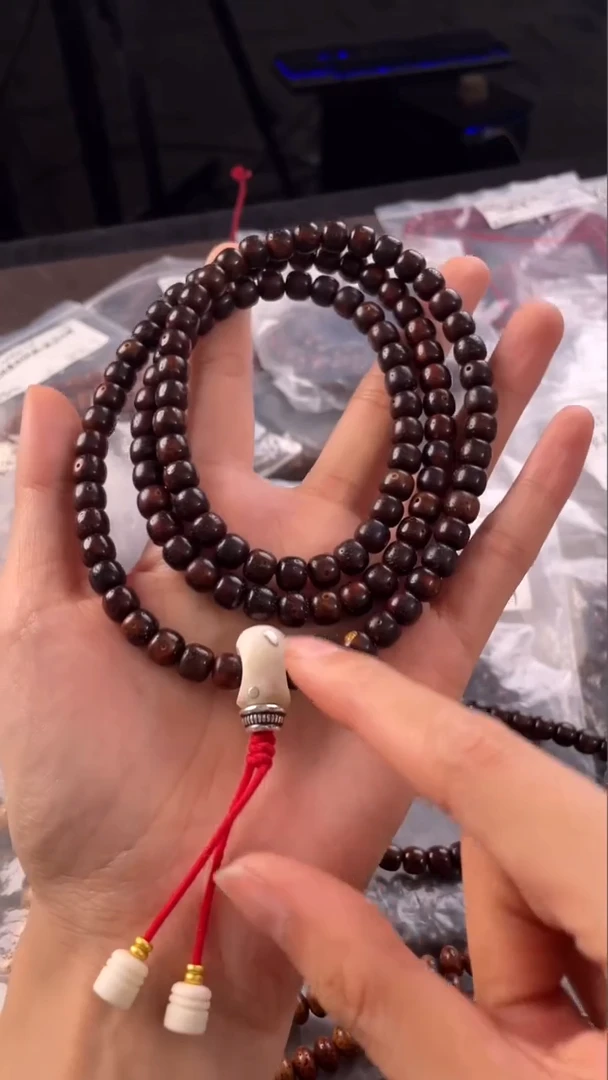 星月菩提吊坠精工级赤金桶珠8*7长串