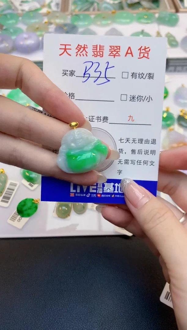 翡翠18K金镶嵌颈饰天然缅甸A货翡翠