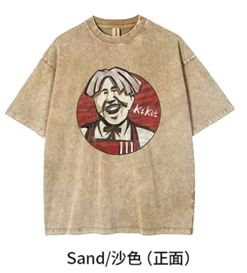 【肯德坤】KiKiTee oversize洗水做旧风宽松260g纯棉手绘T恤