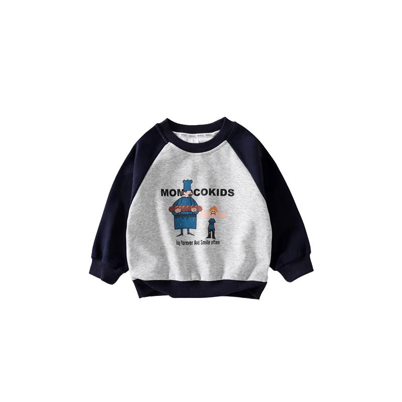 MOMOCO冬季新款男童潮流插肩袖卫衣时尚加绒上衣75430232054