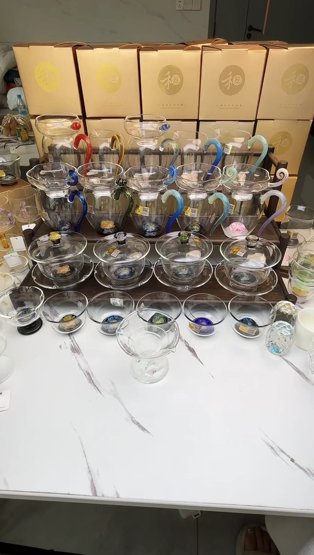 手工艺品玻璃禾器 观山茶漏