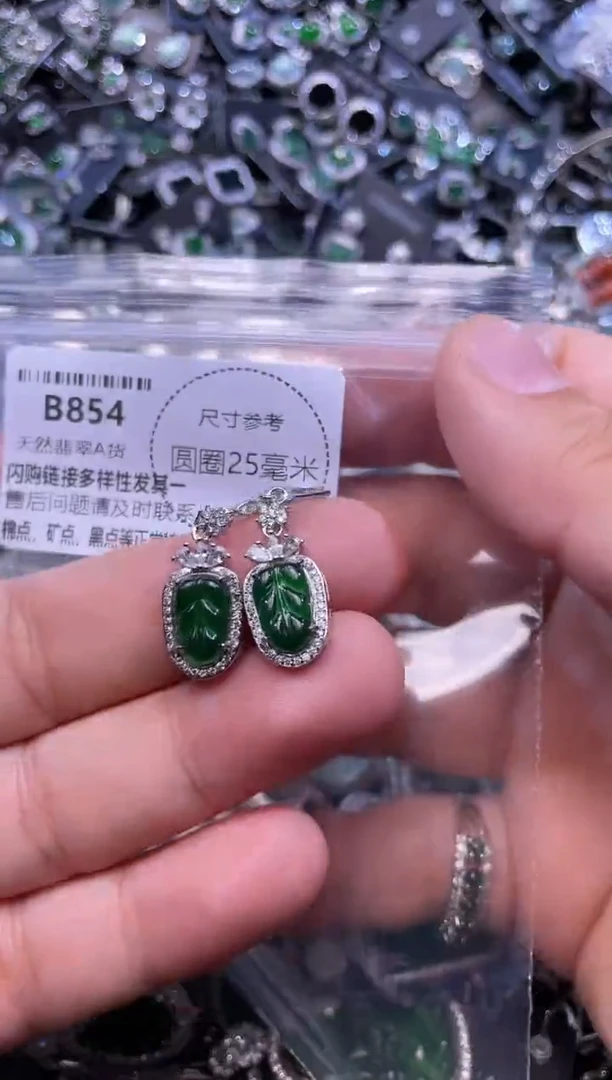 翡翠未镶嵌颈饰B854耳钩