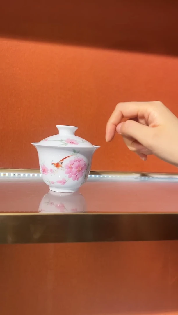 福利水点桃花二才盖碗