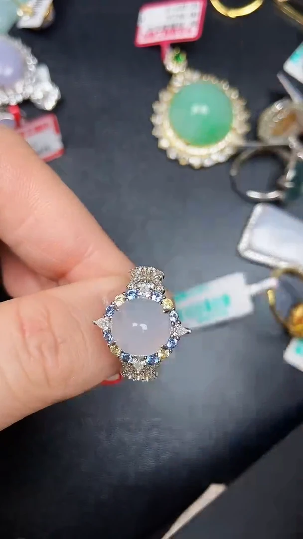 银S925镶嵌戒指翡翠3940