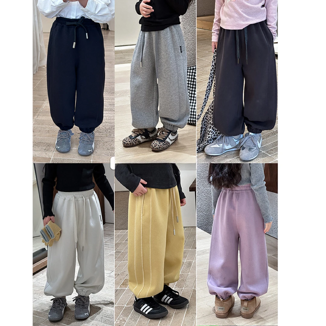 【依妈家】休闲加厚男女童秋季裤子儿童水洗复合棉卫裤25G050