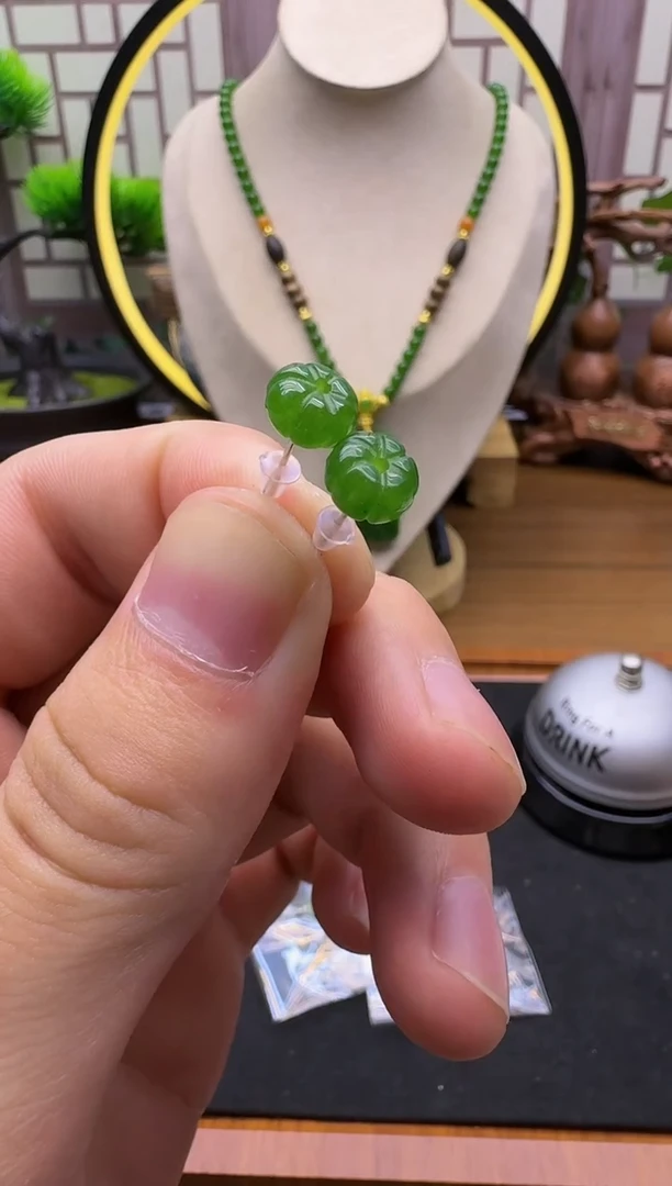 银S925镶嵌和田玉耳饰E182