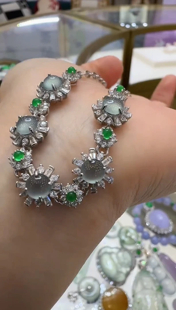 银S925镶嵌手链翡翠多样性团购发一件