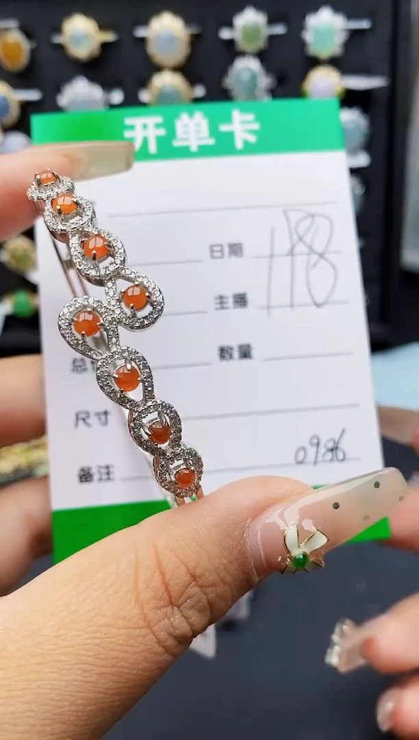 翡翠戒指银S925镶嵌0986