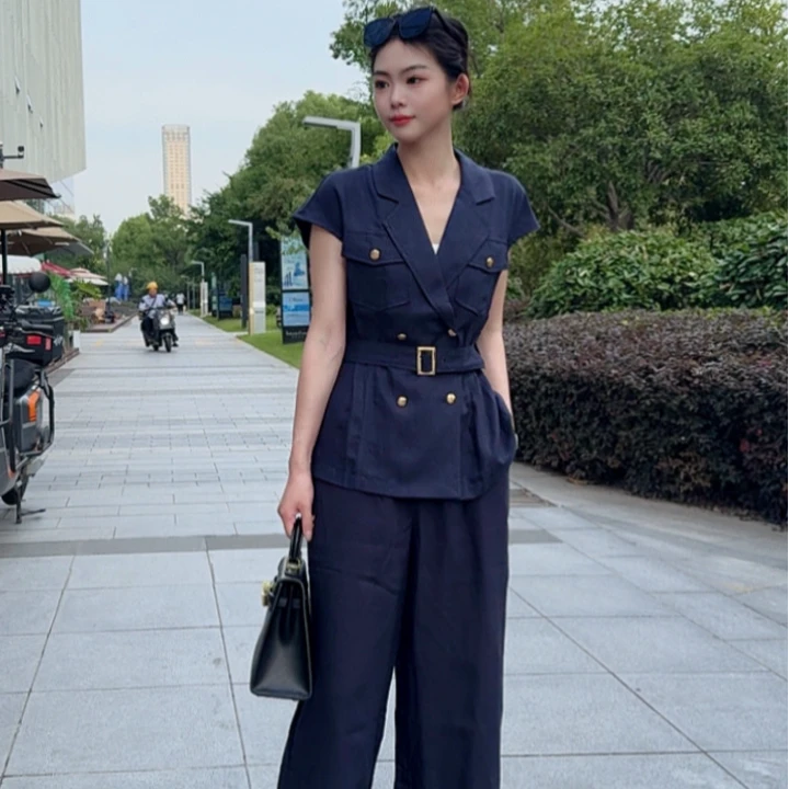 老钱风森系ins风时尚无袖显瘦女装上衣套装YU2012