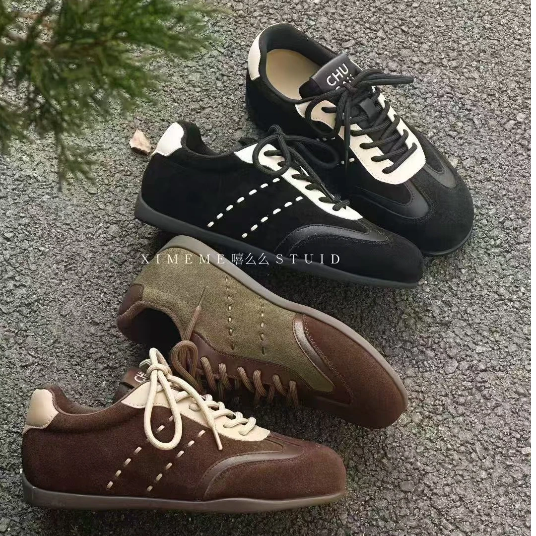 复古~超软内增高真皮美式拼色德训鞋女户外运动鞋9500-2/B15