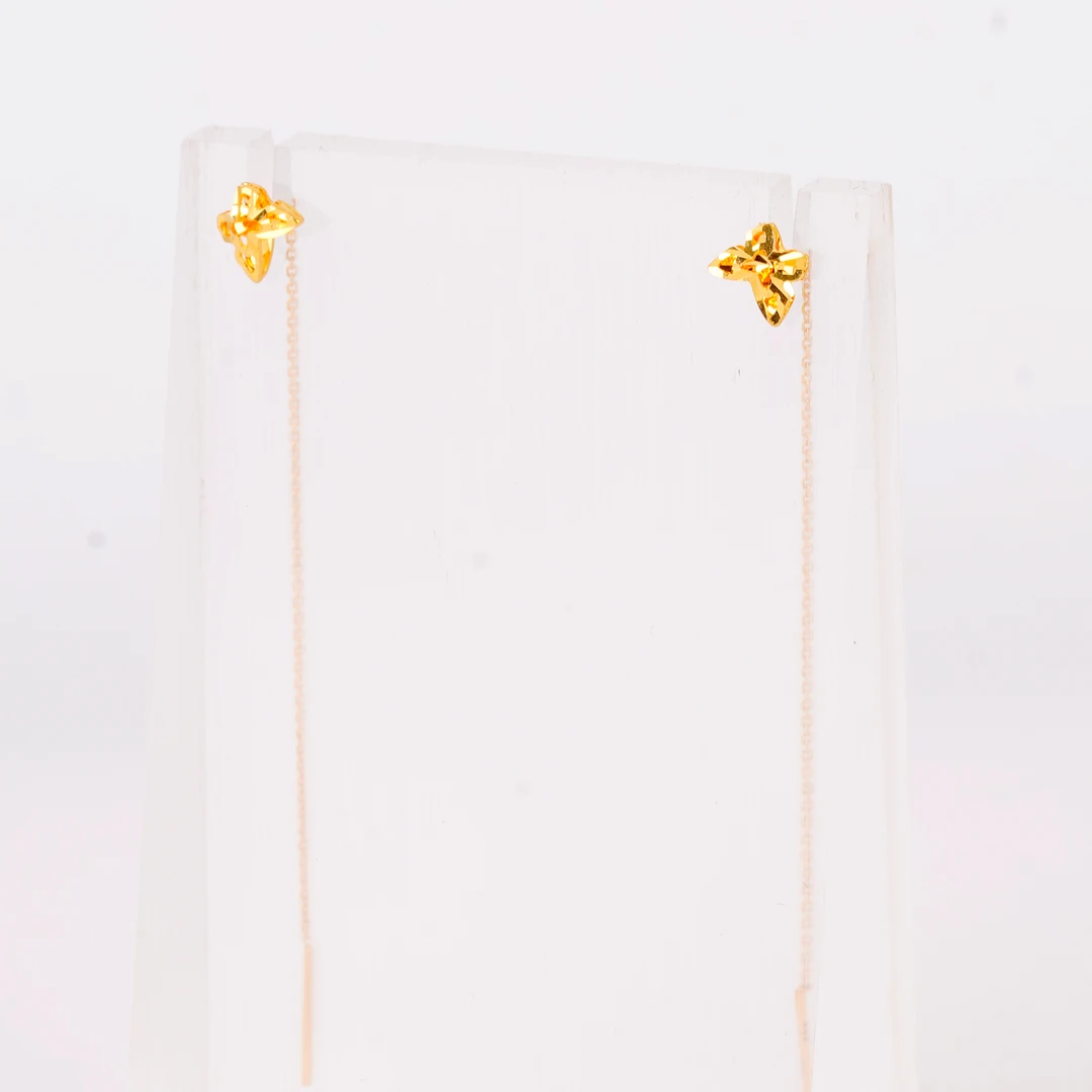 Chow Tai Seng/周大生镂空蝴蝶足金耳线 1.59g 136号