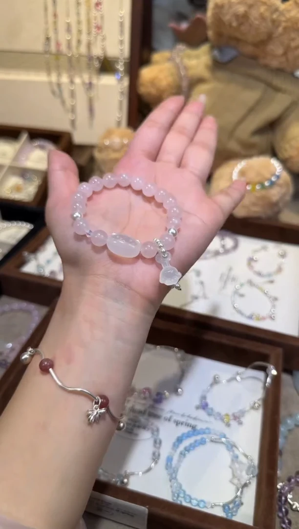 银S925镶嵌手链水晶法棍猫粉水