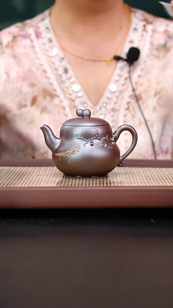 茶壶紫砂红皮龙柴烧葫芦250