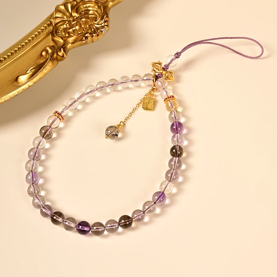 九福晶典 925银紫超七水晶挂件JFBG51537