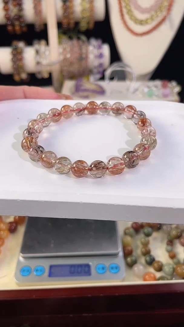 未镶嵌手串水晶彩发晶8MM+