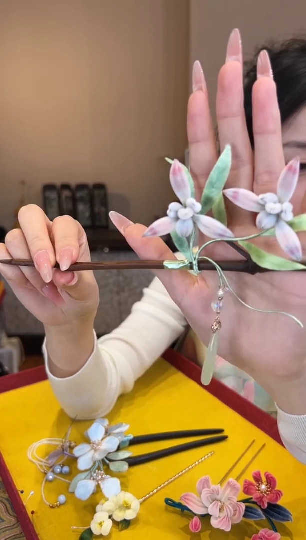 刺绣非遗绒花（发饰）