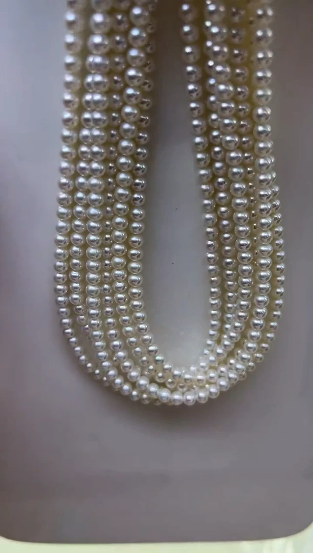 未镶嵌半成品淡水珍珠极光白近圆4.5mm