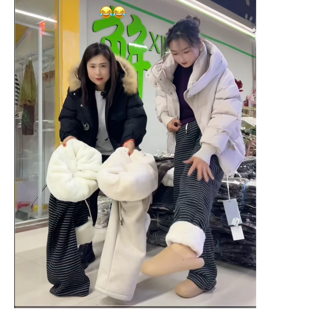 女款亲子裤厚绒加绒加厚格子保暖冬季加厚棉裤一条过冬1170