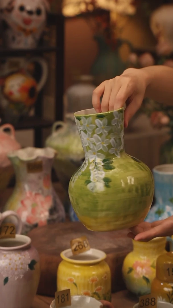 陶瓷420景德镇设计师手作花器摆件侘寂风