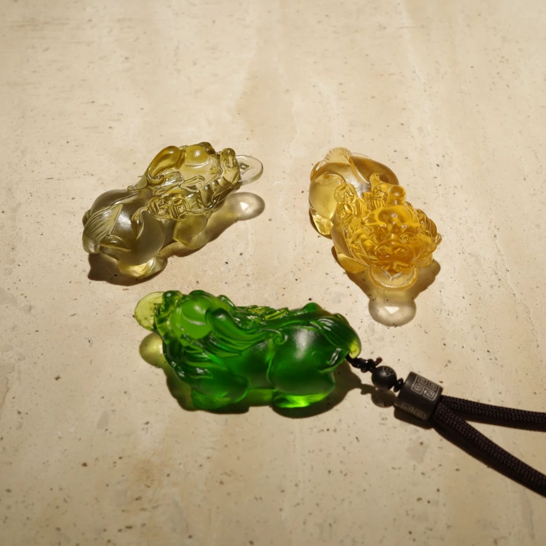 璨石美学【衔瑞貔貅】中式建盏摆件手工琉璃茶桌茶宠茶周边摆件