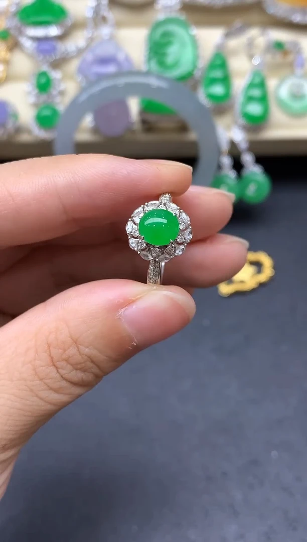 翡翠戒指18K金镶嵌506-中国好珠宝