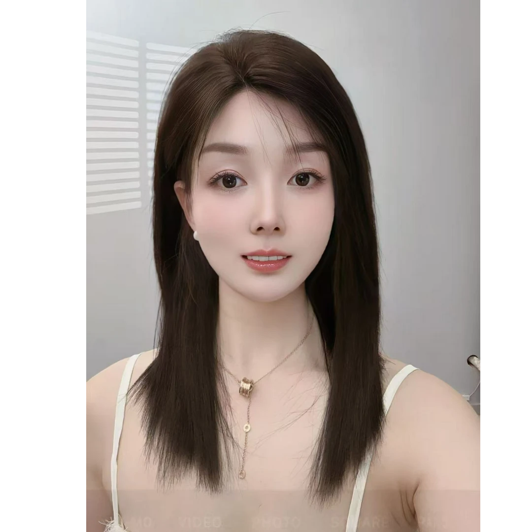 【纳米封边皮感发际线】40cm夏季冰感透气仿真头皮全真发整体假发