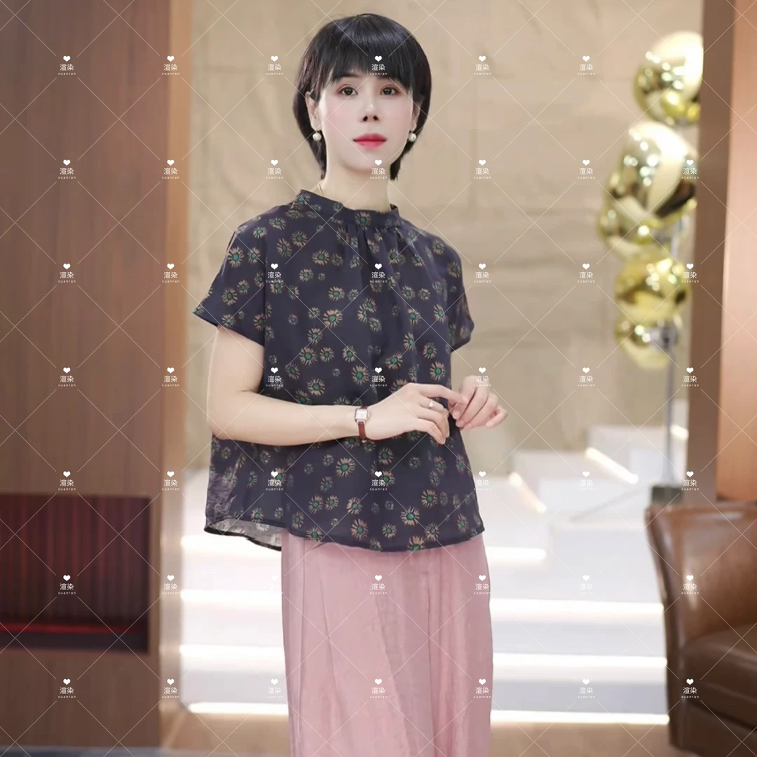【渲渲推荐】1099夏季时尚气质小雏菊花纹小衫