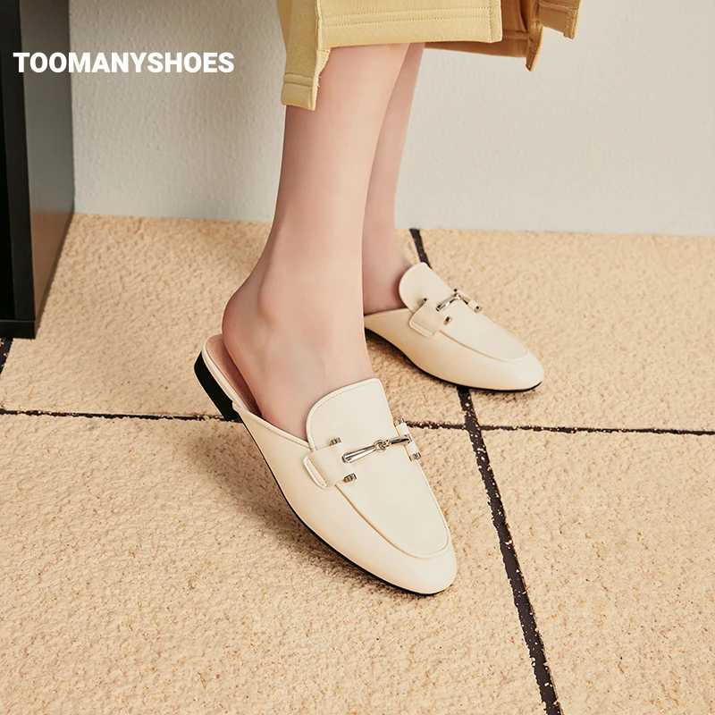 Toomanyshoes女鞋wake up穆勒拖后空包头银色凉拖鞋外穿单鞋