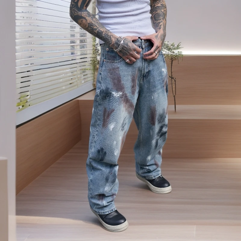 男款直筒宽松男士宽松男裤直筒裤广州新塘牛仔裤2025新款牛仔裤