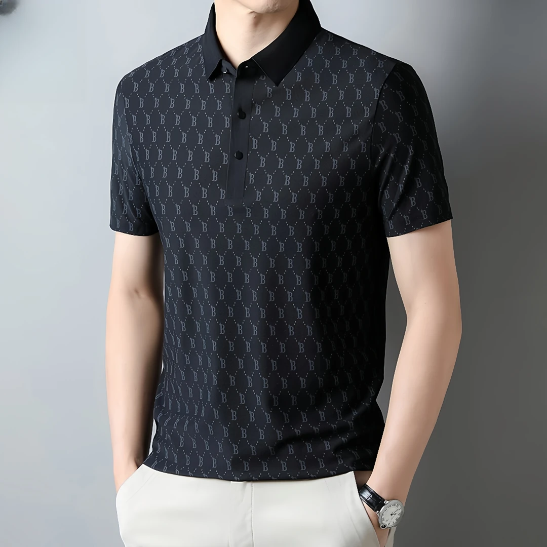 2025新款冰丝无痕男士Polo衫短袖免烫商务半袖夏季休闲潮流薄款