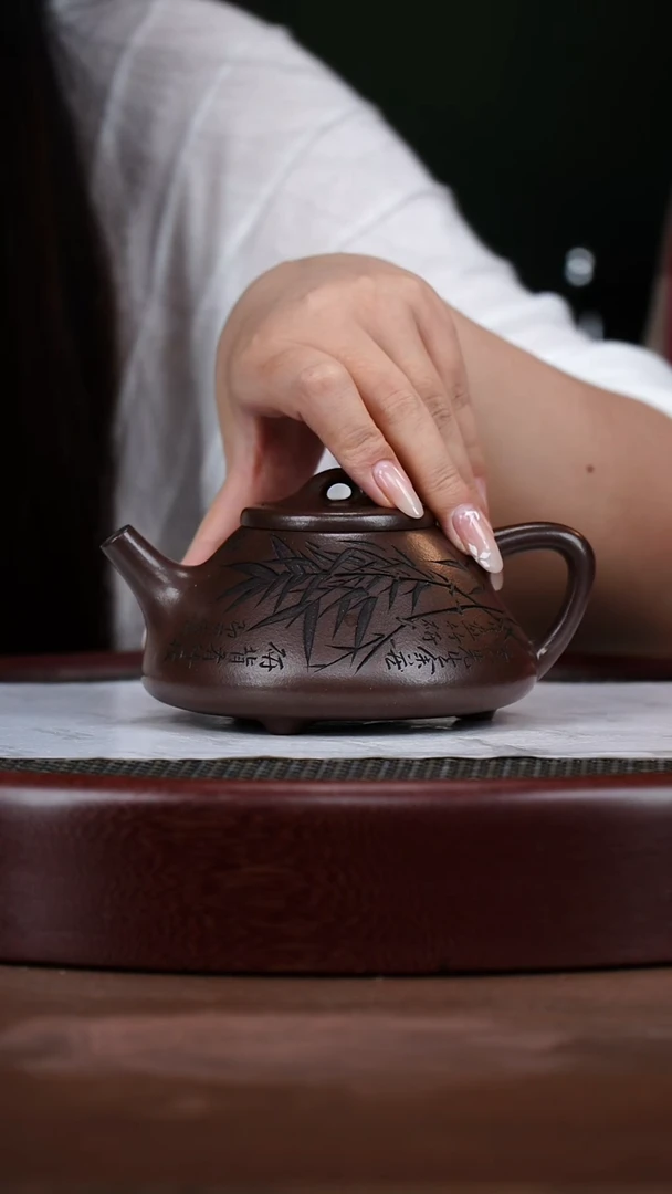 茶壶紫砂96ZXJ子冶石瓢子冶石瓢 龙潭紫泥260cc