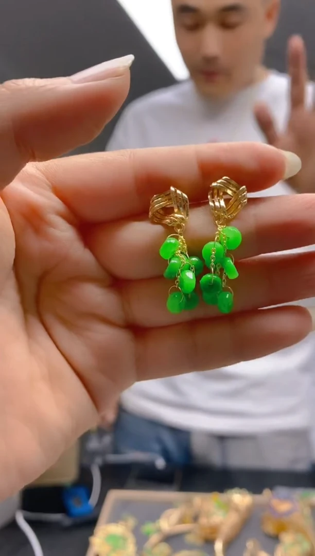 翡翠合金耳饰084翡翠耳钉