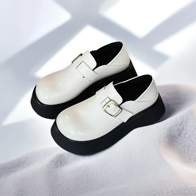 软底厚底乐福鞋女单鞋小皮鞋女鞋2025春季新款皮带扣学院风小皮鞋