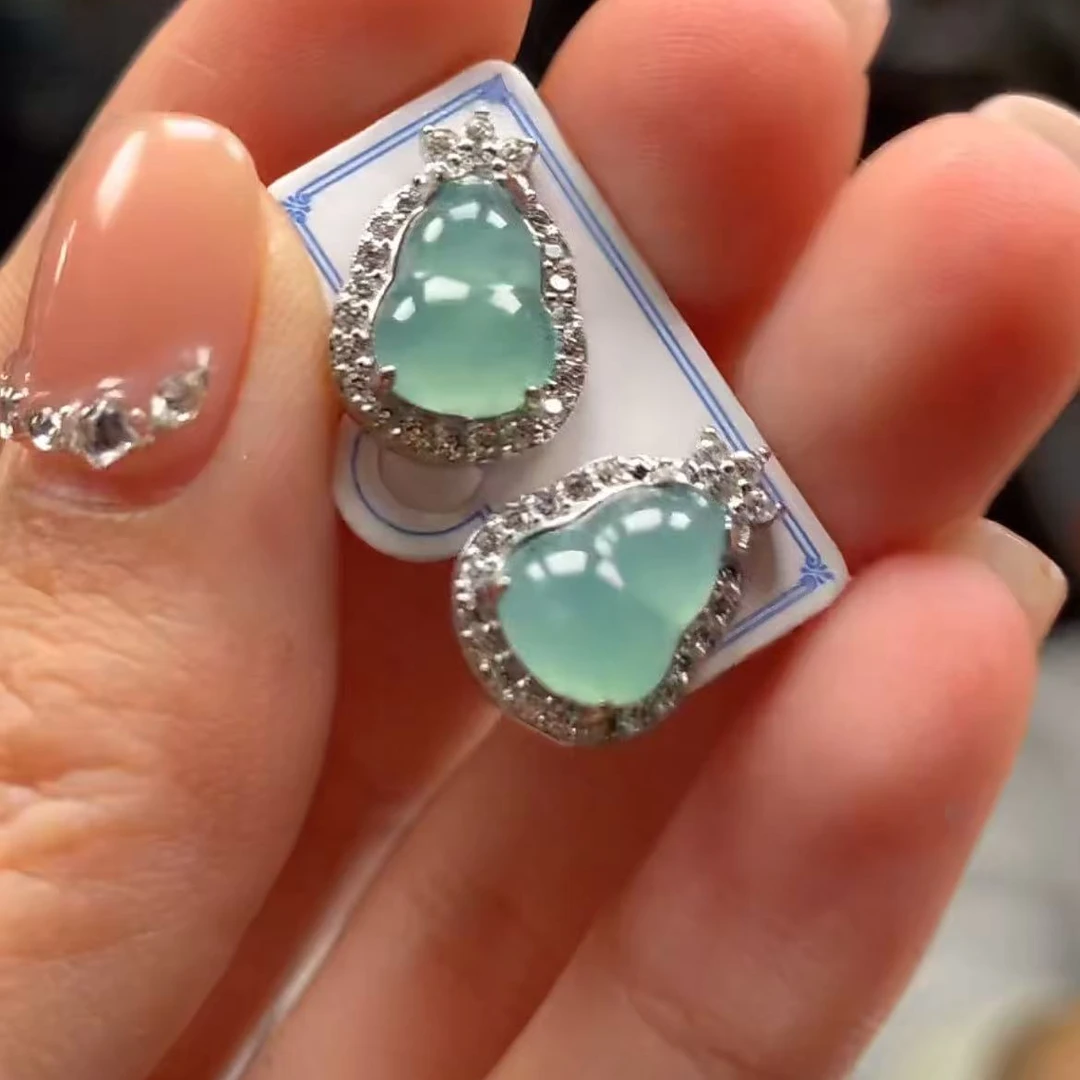 【逍遥】天然A货翡翠葫芦耳饰*783/23/多样性发/1件