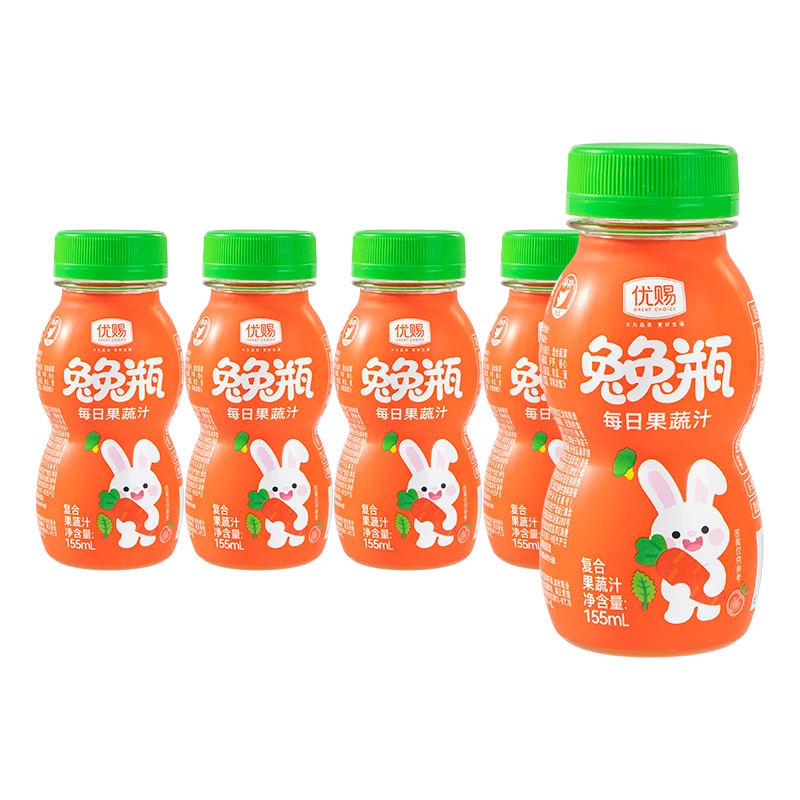 优赐兔兔瓶每日果蔬汁155ml*5瓶