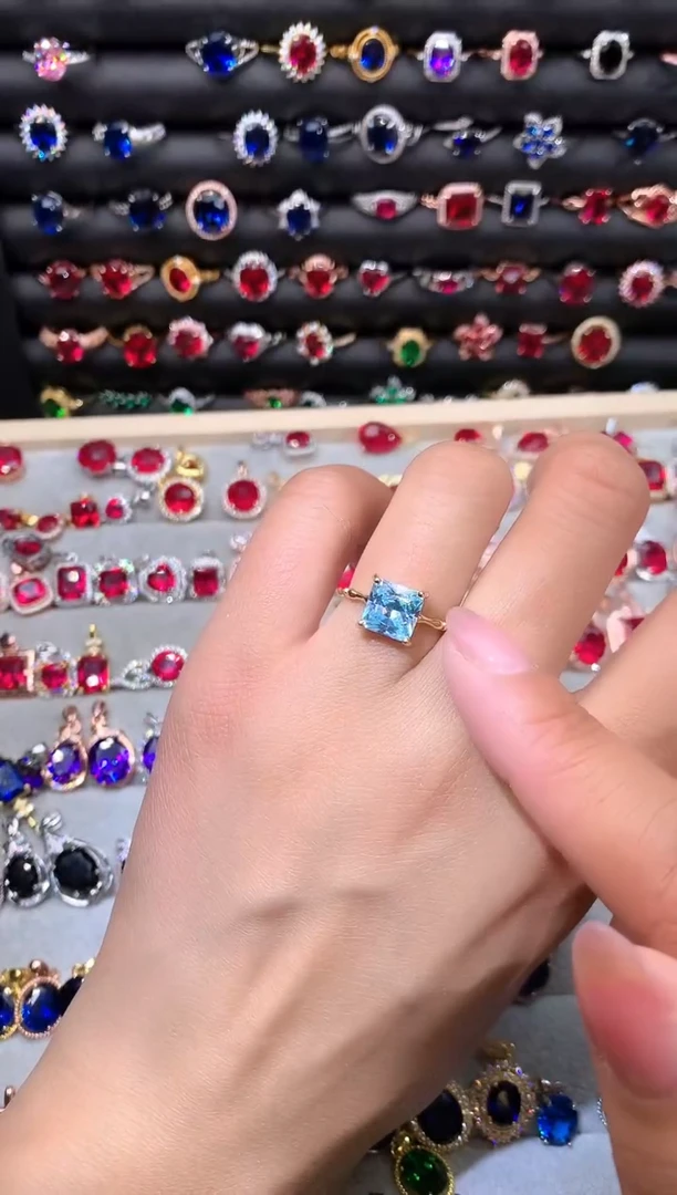 【闪购商品】海蓝宝石戒圈银S925镶嵌8金