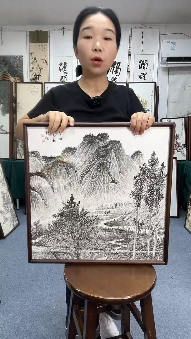 国画52*52实木画框京东包邮手绘