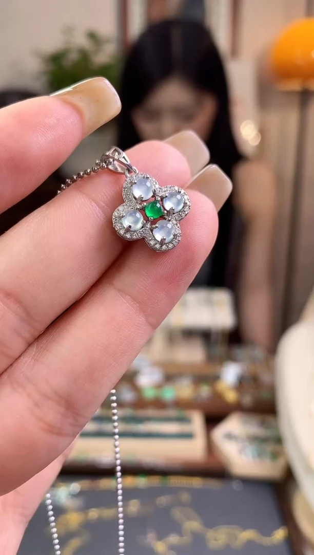 翡翠银S925镶嵌吊坠(不含链)吊坠