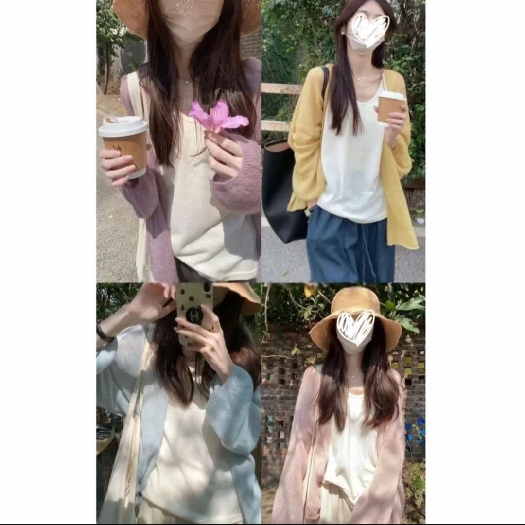 夏季新款奶油衫新款灯笼袖空调衫薄开衫毛衣针织宽松百搭显瘦上衣