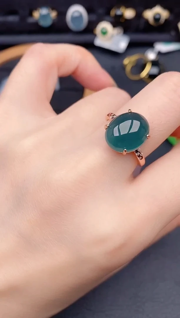 银S925镶嵌戒指翡翠天然a货翡翠542