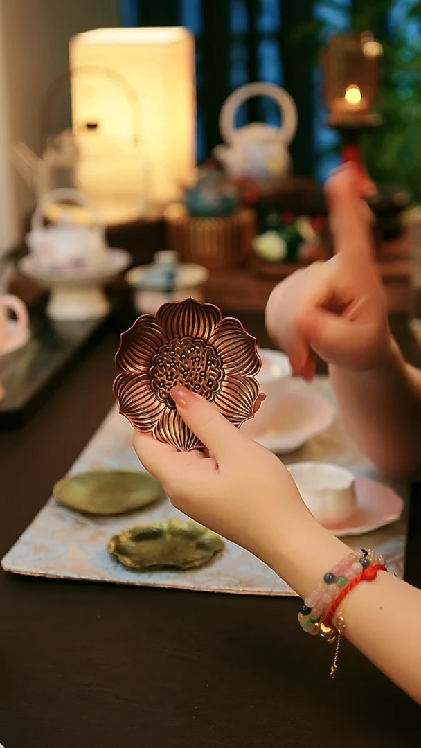 陶瓷茶具合金杯垫（红）
